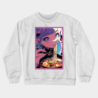 Cute Anime Girl |  Ramen Noodles | Hentaii Chibi Kawaii Design Crewneck Sweatshirt